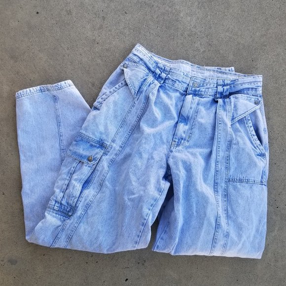 Bugle Boy Other - Vintage 80's 90's Bugle Boy Light Wash Denim Cargo Pocket Blue Jeans